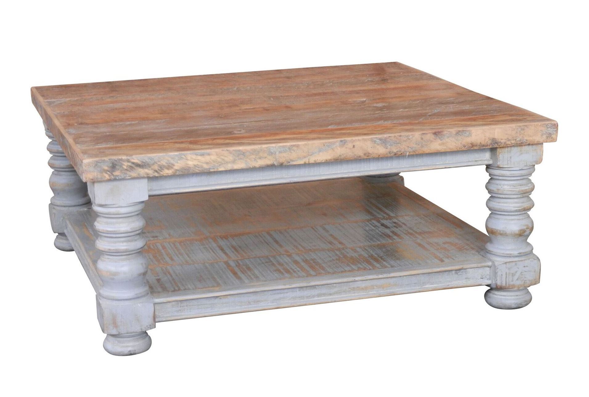 Otb Natural & Distressed Grey Square Coffee Table Living