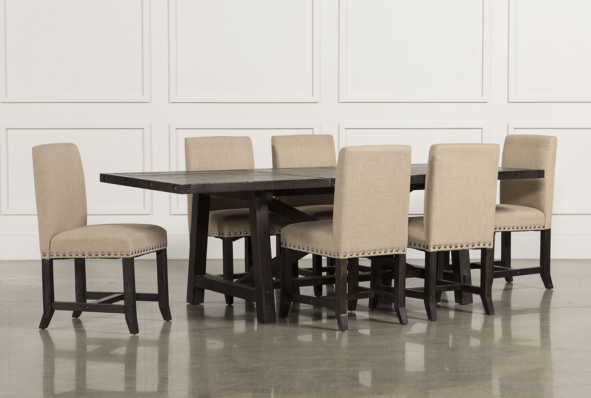 Jaxon 7 Piece Rectangle Dining Set W Upholstered Chairs Living