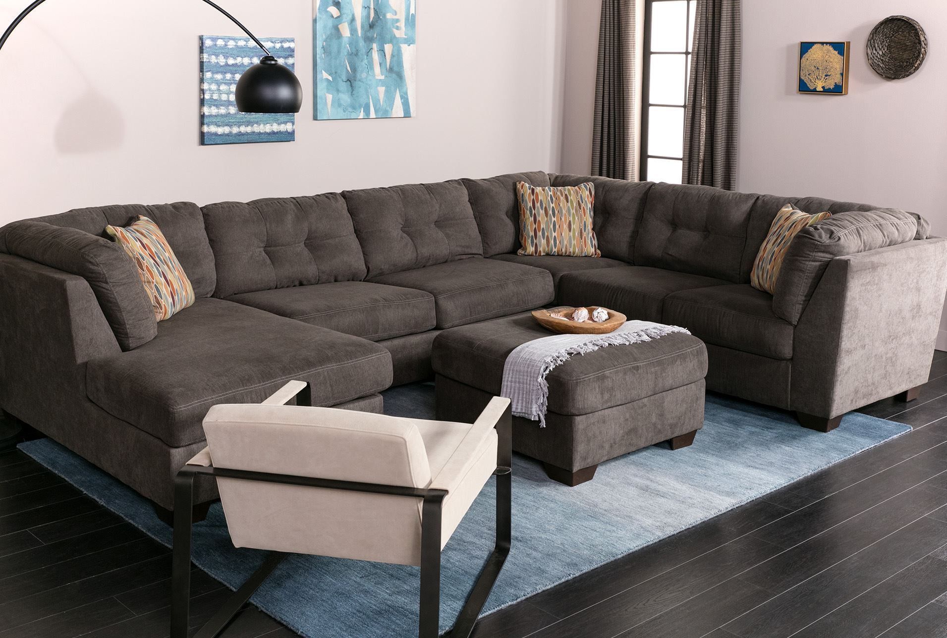 Delta City Steel 3 Piece Sectional W Laf Chaise Living Spaces